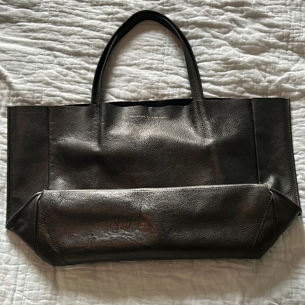 Ampersand As Apostrophe large black camo leather tote bag